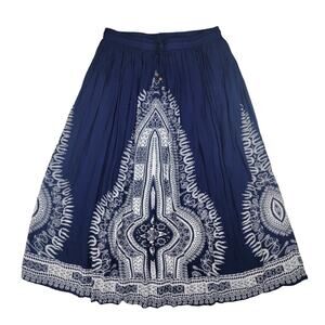 Women's Navy Blue Printed Boho Mini Skirt
